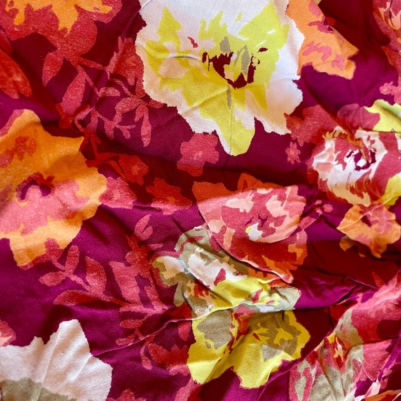 SO Multi Color Floral Elastic Waistband size Large Mini Skirt 100% Cotton - Picture 2 of 8